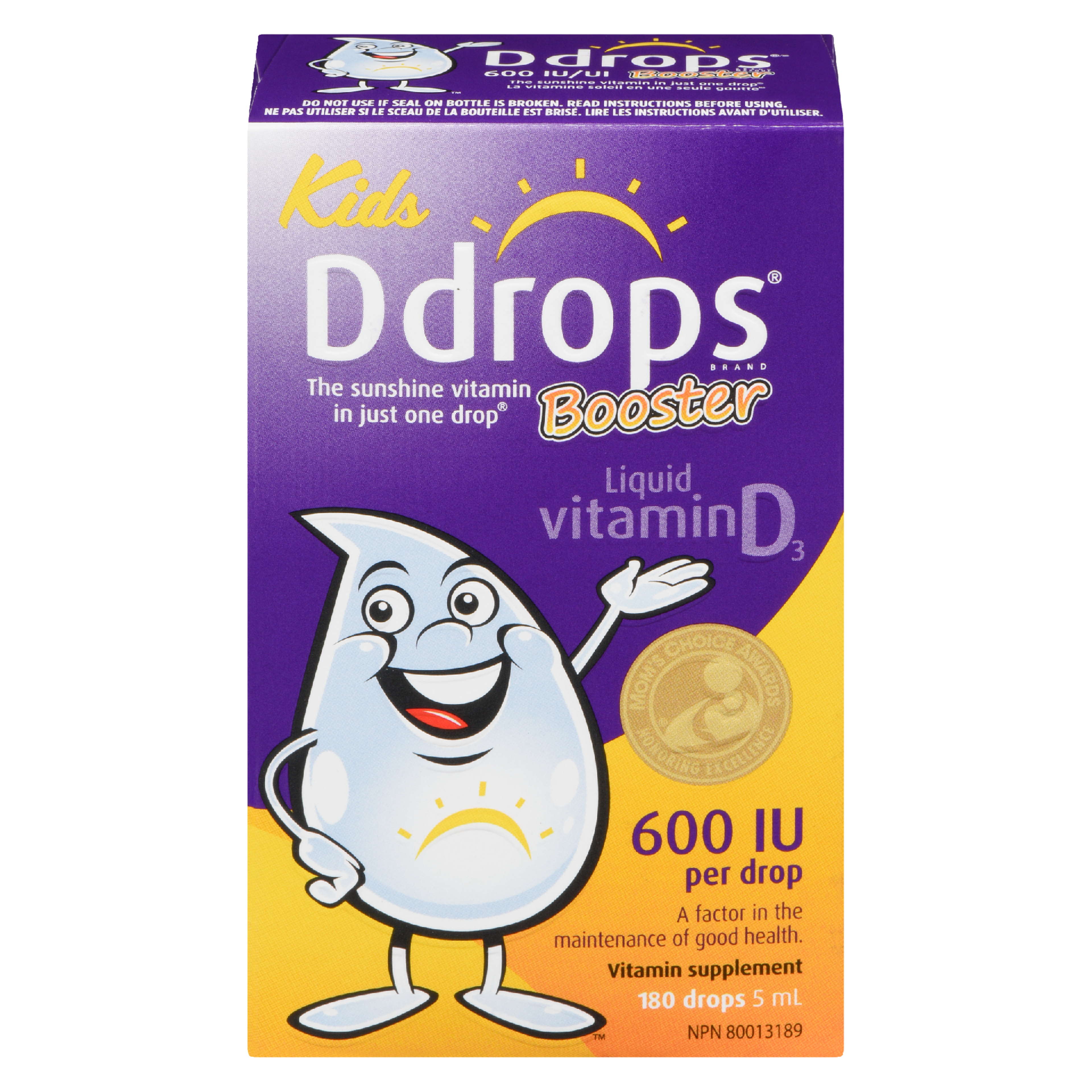 Ddrops Kids Liquid Vitamin D₃ Booster 600 IU 180 Drops 5 ml