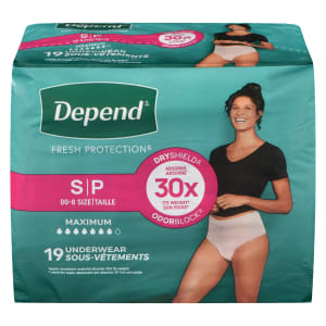 Depend Fresh Protection S 00-8 Size Maximum 19 Underwear