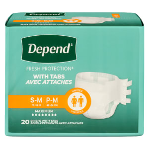 Depend Fresh Protection S-M Unisex Maximum 20 Briefs with Tabs