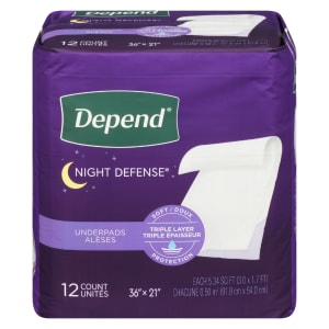 Depend Night Defense Underpads 36" x 21" 12 Count