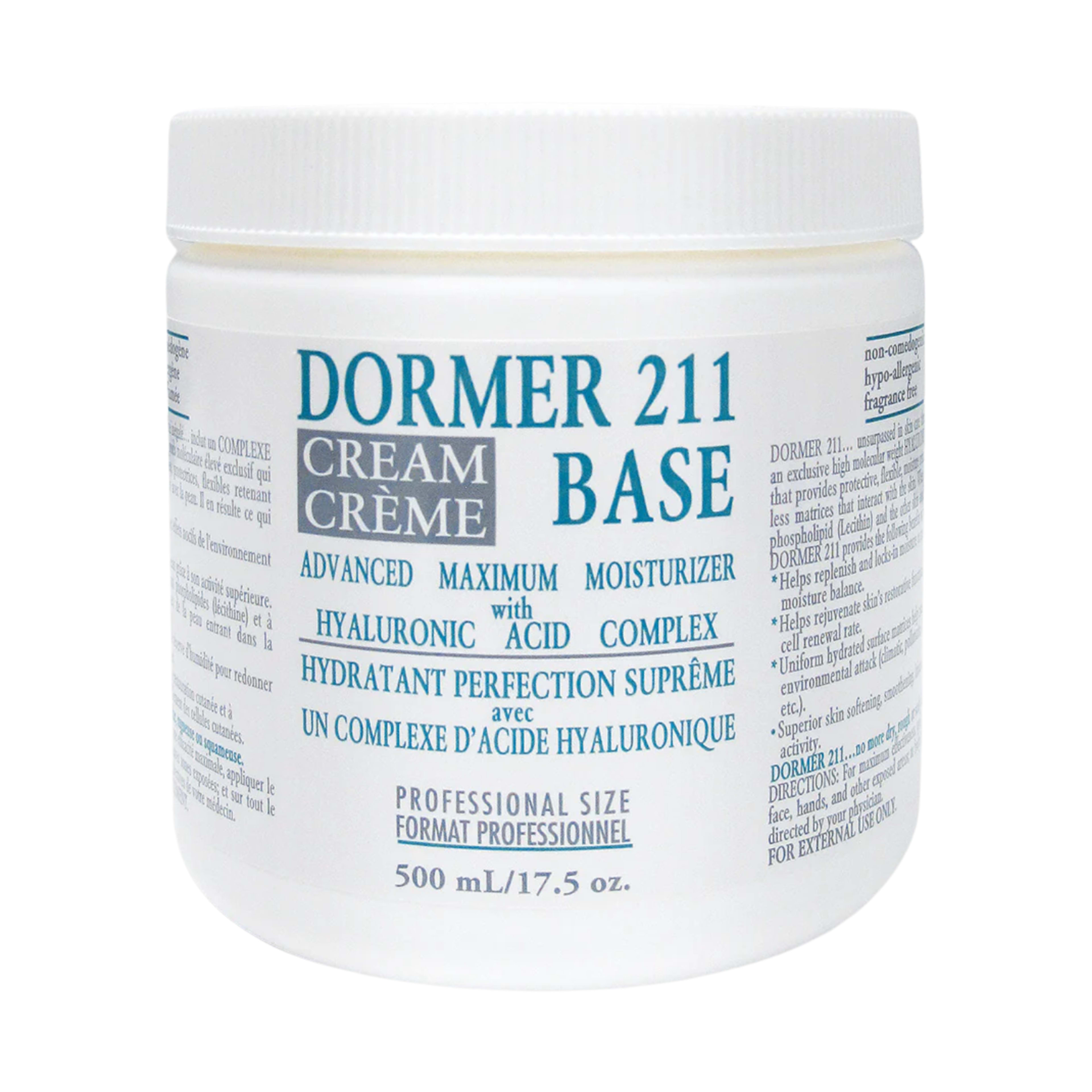 Dormer 211 Cream Advanced Maximum Moisturizer with Hyaluronic Acid Complex Professional Size 500 ml
