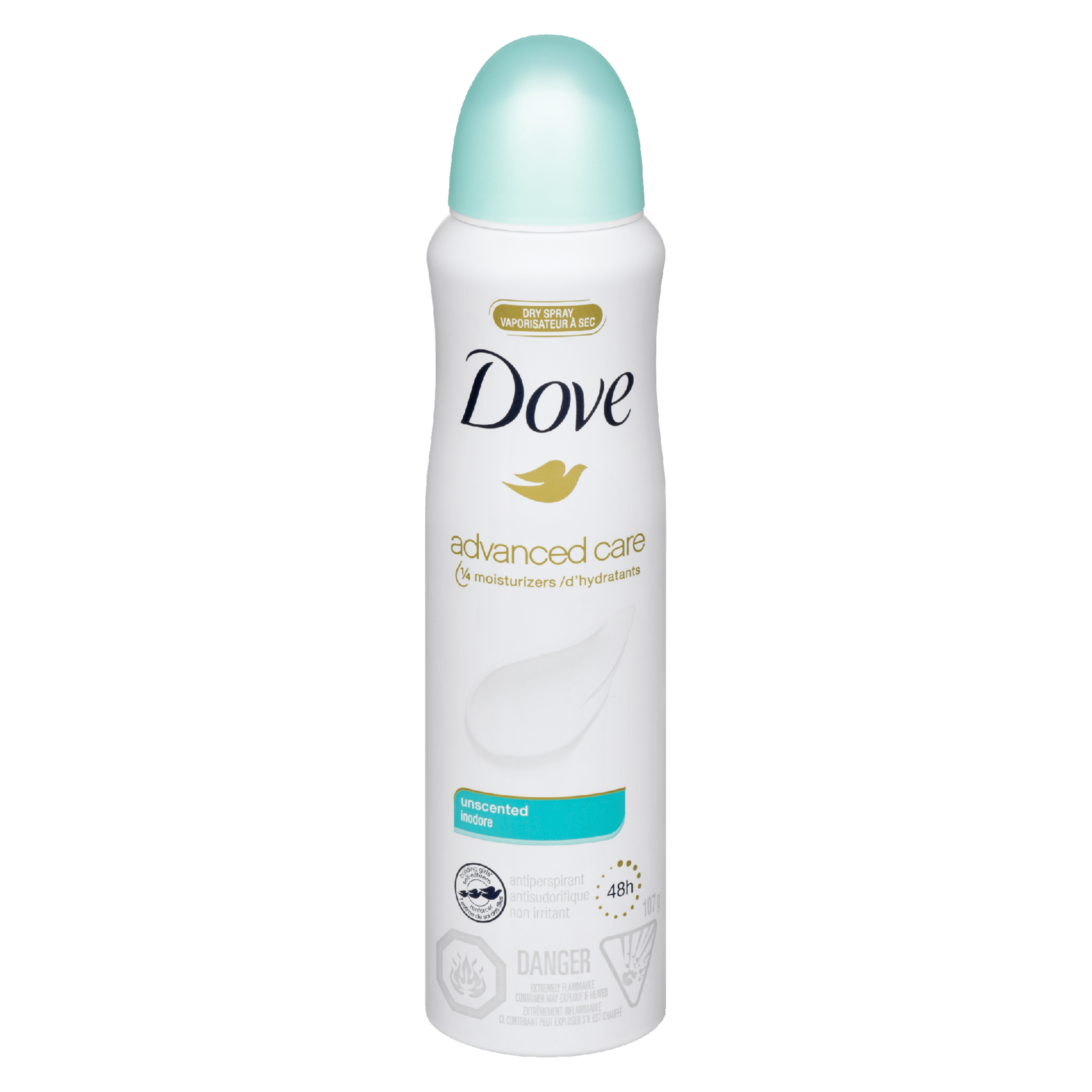 Dove Advanced Care Dry Spray Antiperspirant Unscented 107 g