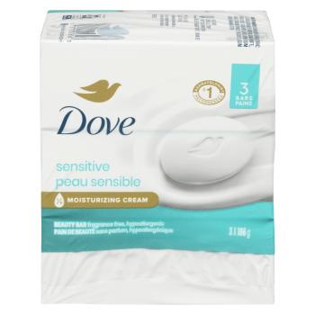 Dove Beauty Bar Fragrance Free, Hypoallergenic Sensitive 3 Bars x 106 g