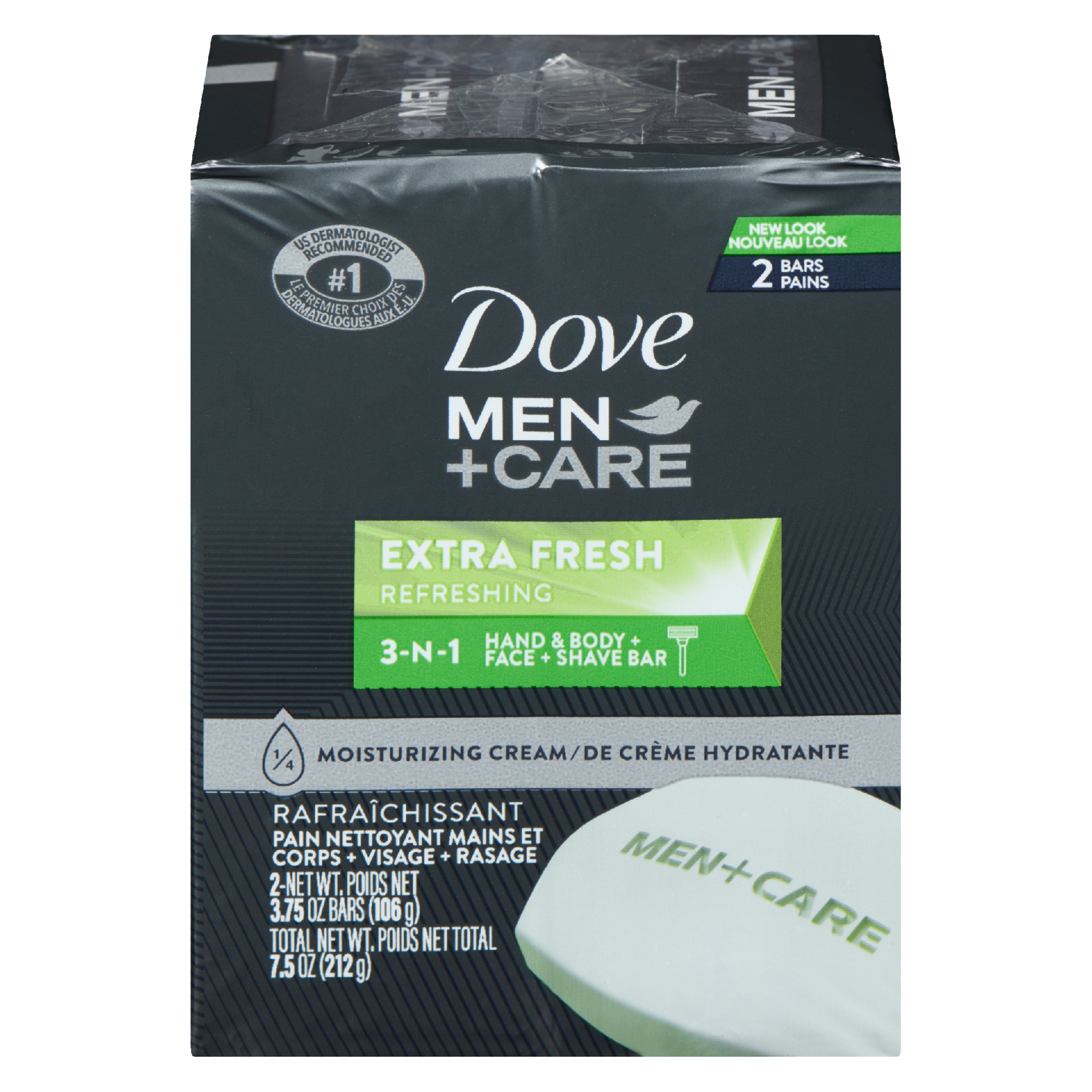 Dove Men+Care Hand & Body + Face + Shave Bar Extra Fresh 2 Bars x 106 g (212 g)