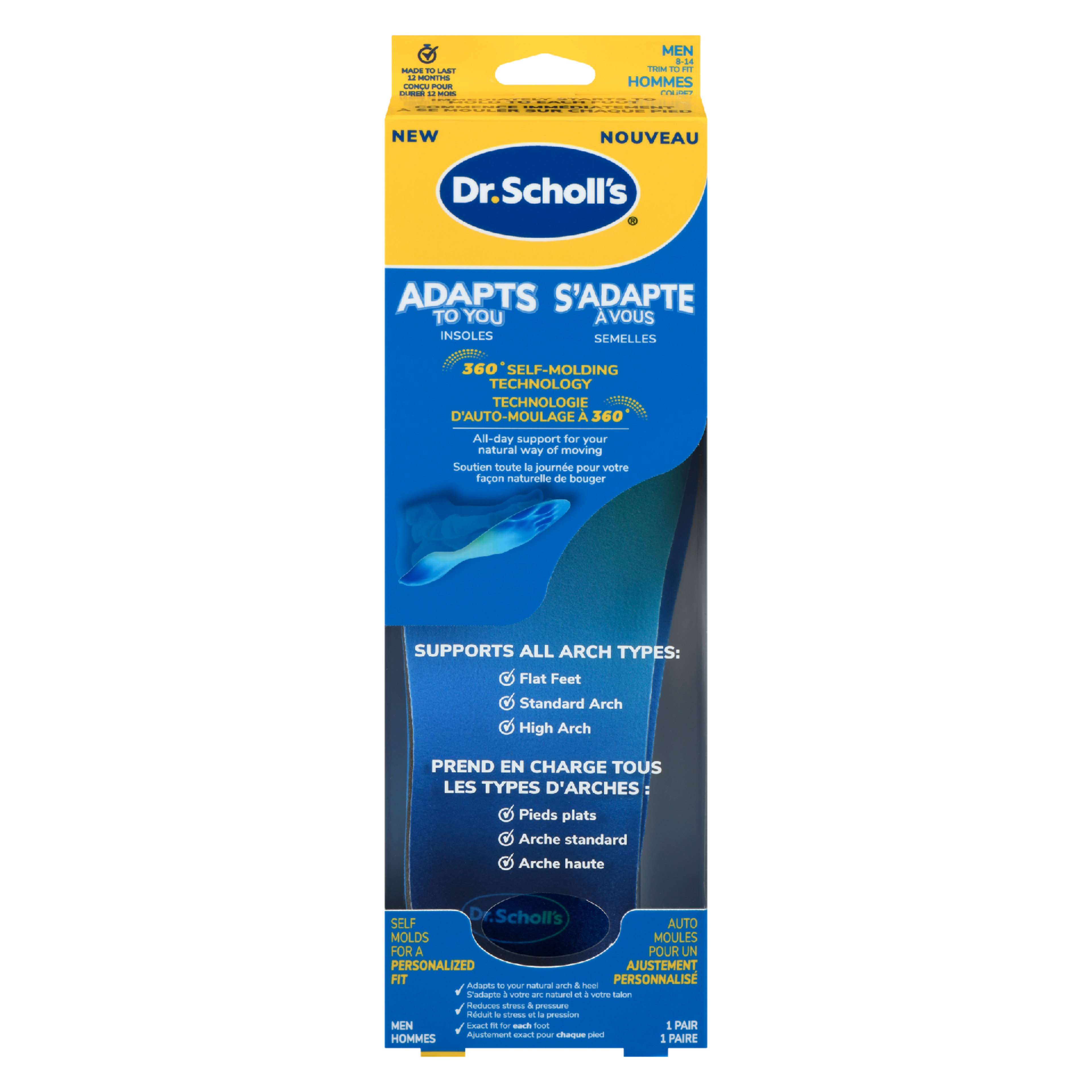 Dr. Scholl's Adapts to You Insoles Men 8-14 1 Pair