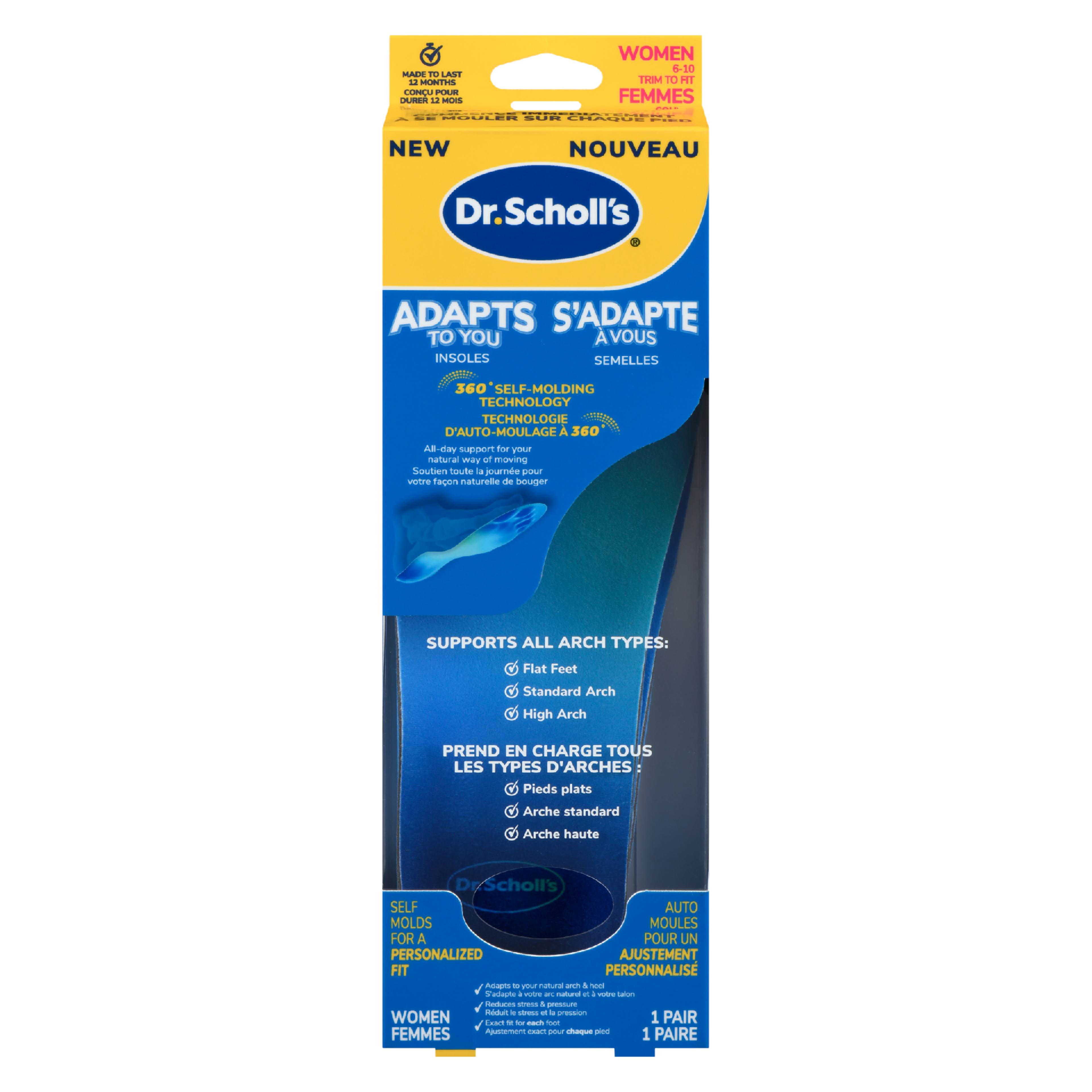 Dr. Scholl's Adapts to You Insoles Women 6-10 1 Pair