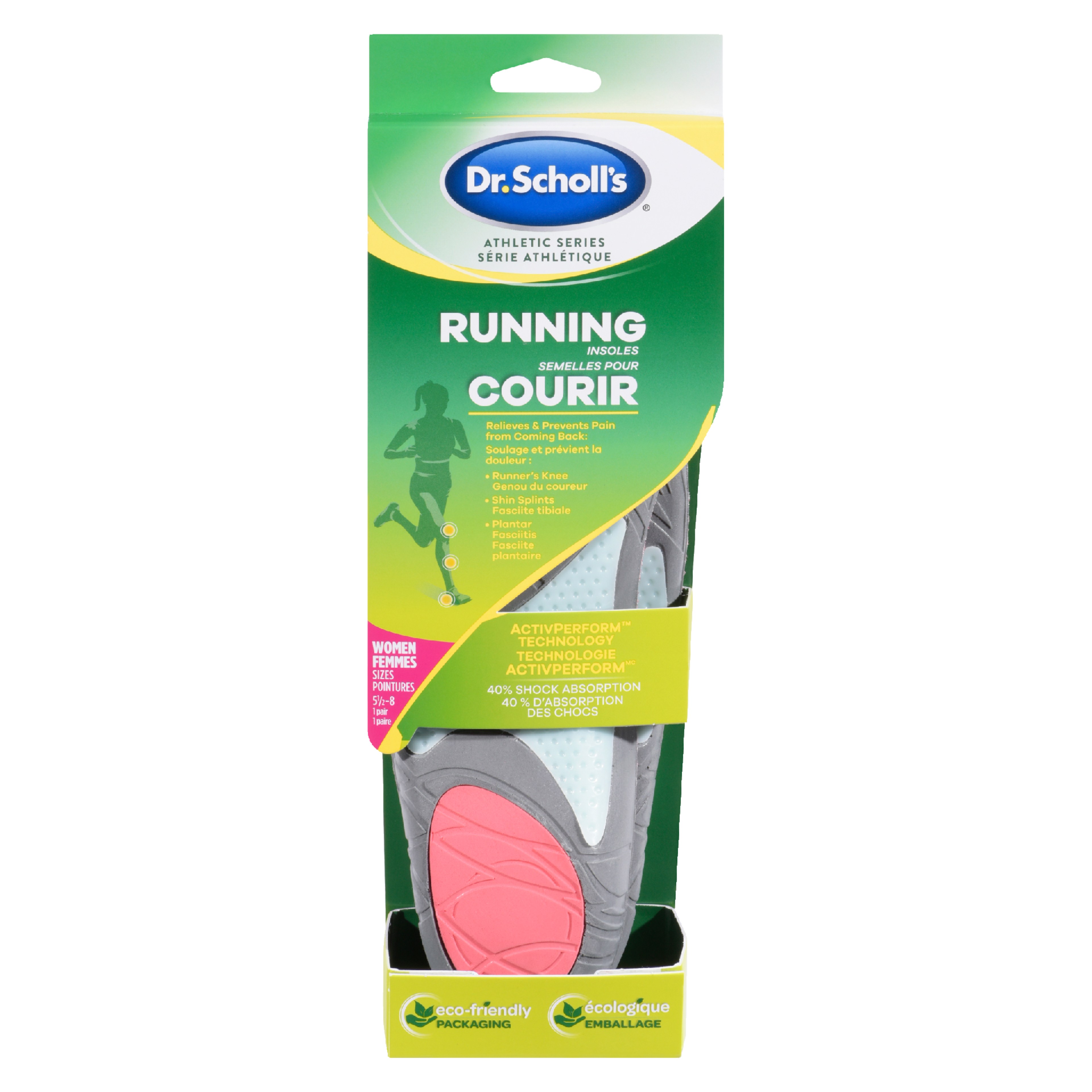 Dr. Scholl's Athletic Series Running Insoles Women Sizes 5½-8 1 Pair