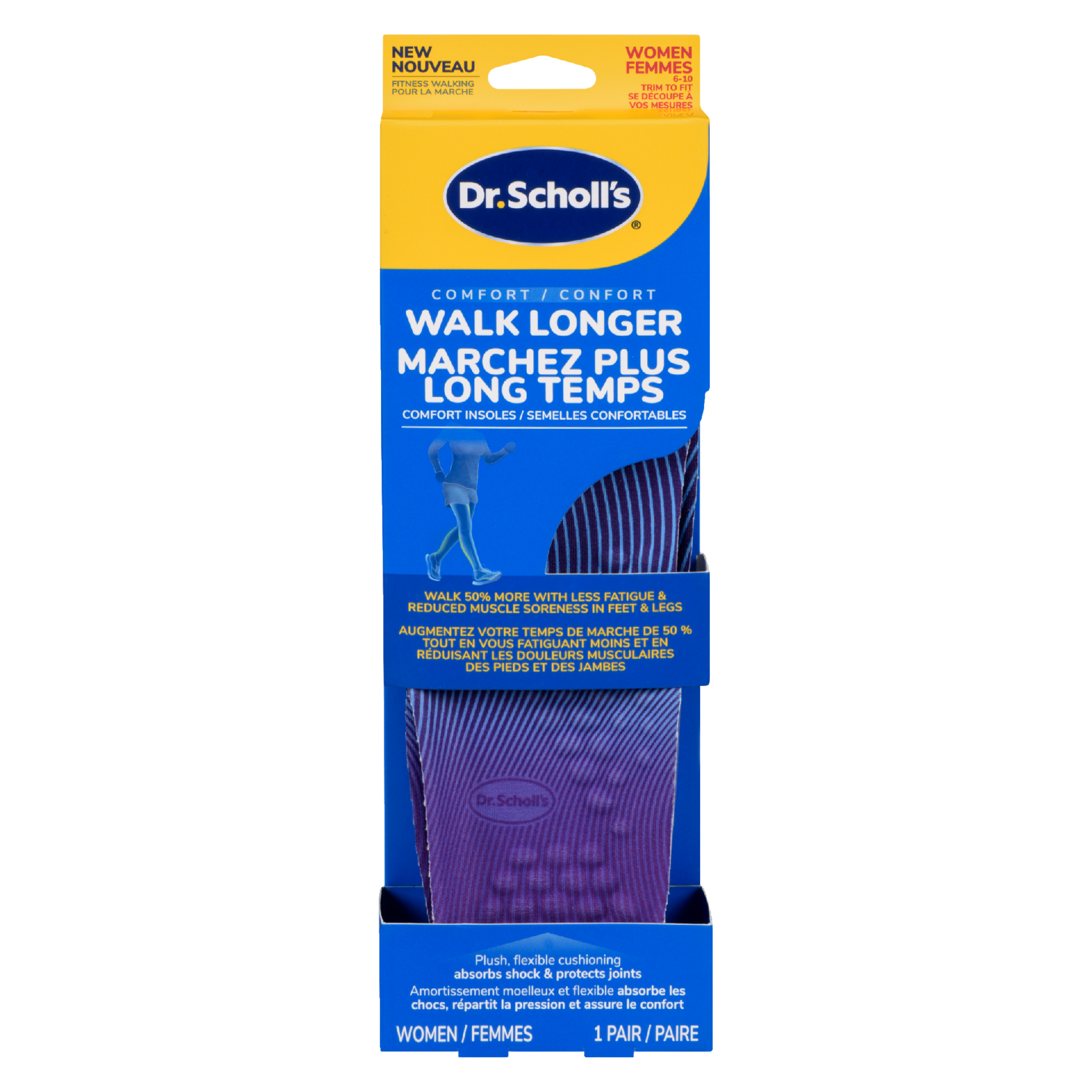 Dr. Scholl's Comfort Insoles Walk Longer Women 6-10 1 Pair