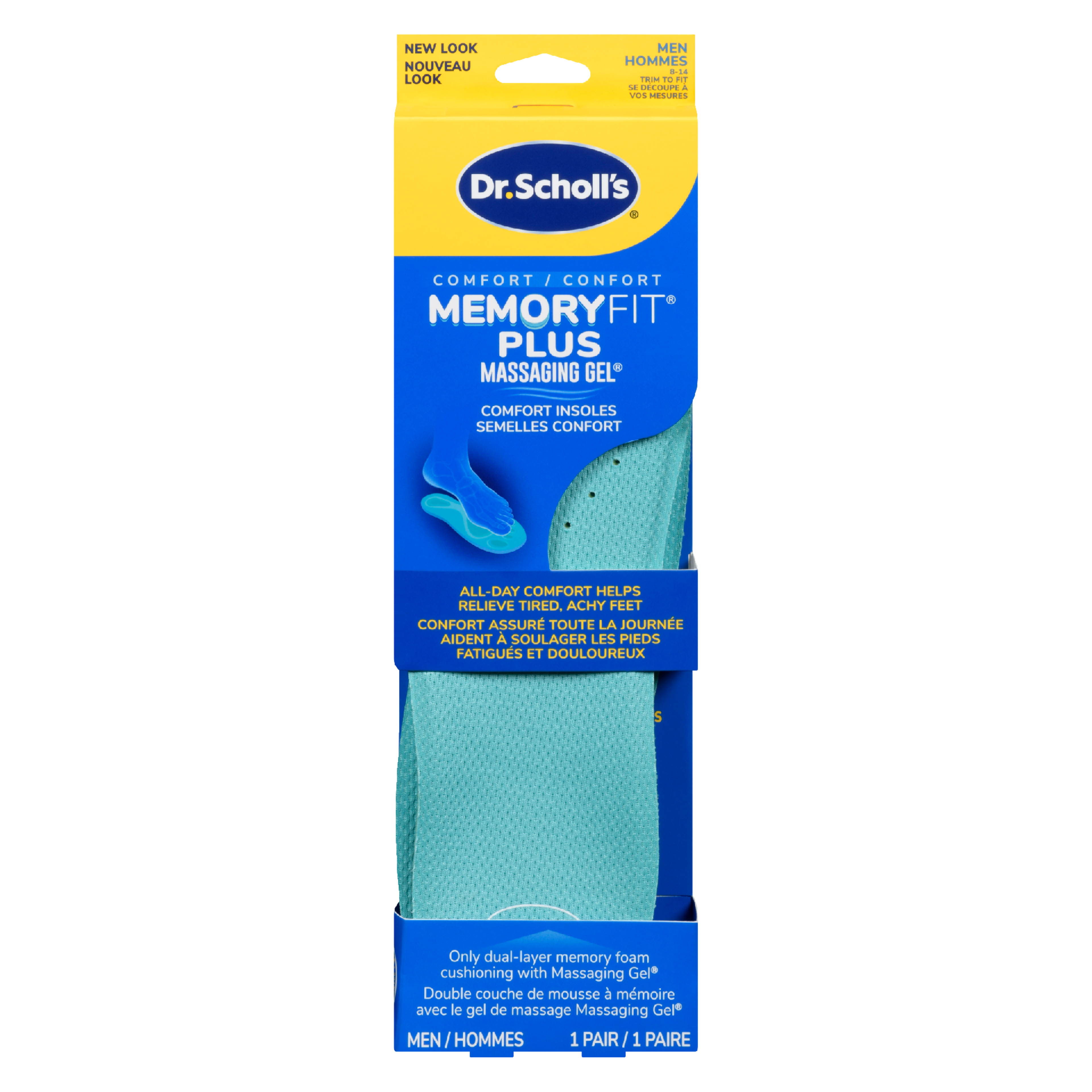 Dr. Scholl's Memory Fit Plus Massaging Gel Comfort Insoles Men 8-14 1 Pair