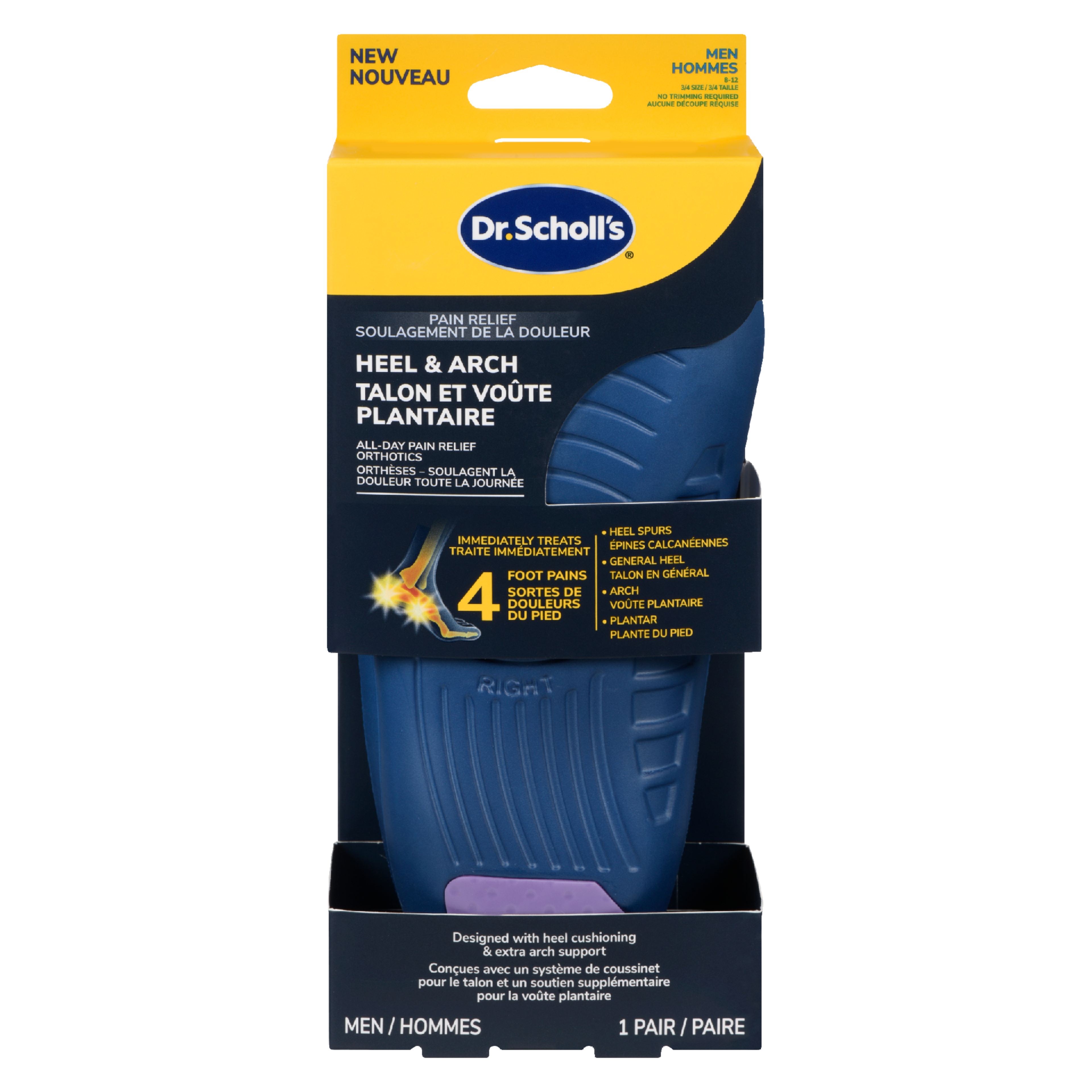 Dr. Scholl's Pain Relief Heel & Arch All-Day Pain Relief Orthotics Men 8-12 1 Pair
