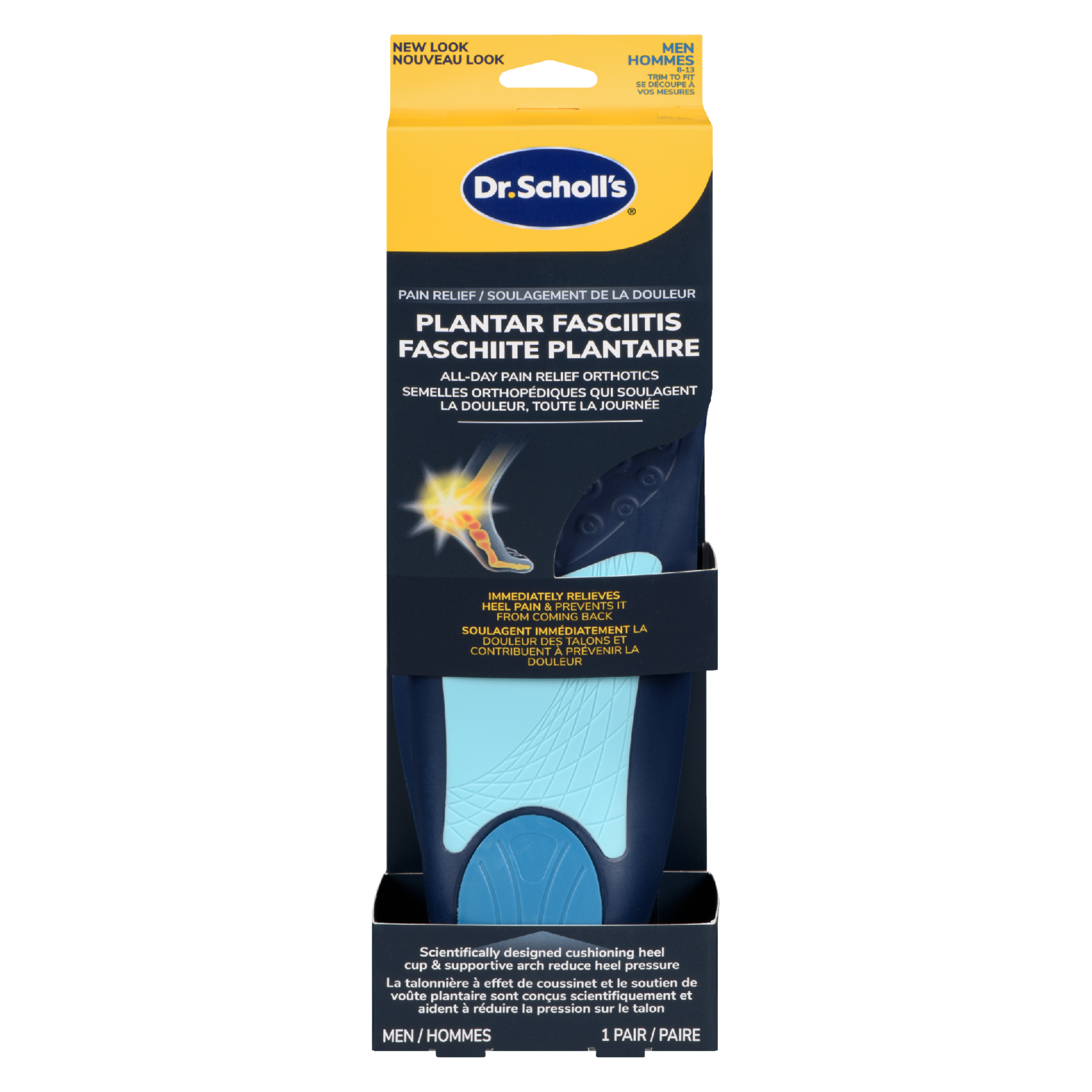 Dr. Scholl's Pain Relief Plantar Fasciitis All-Day Pain Relief Orthotics Men 8-13 1 Pair