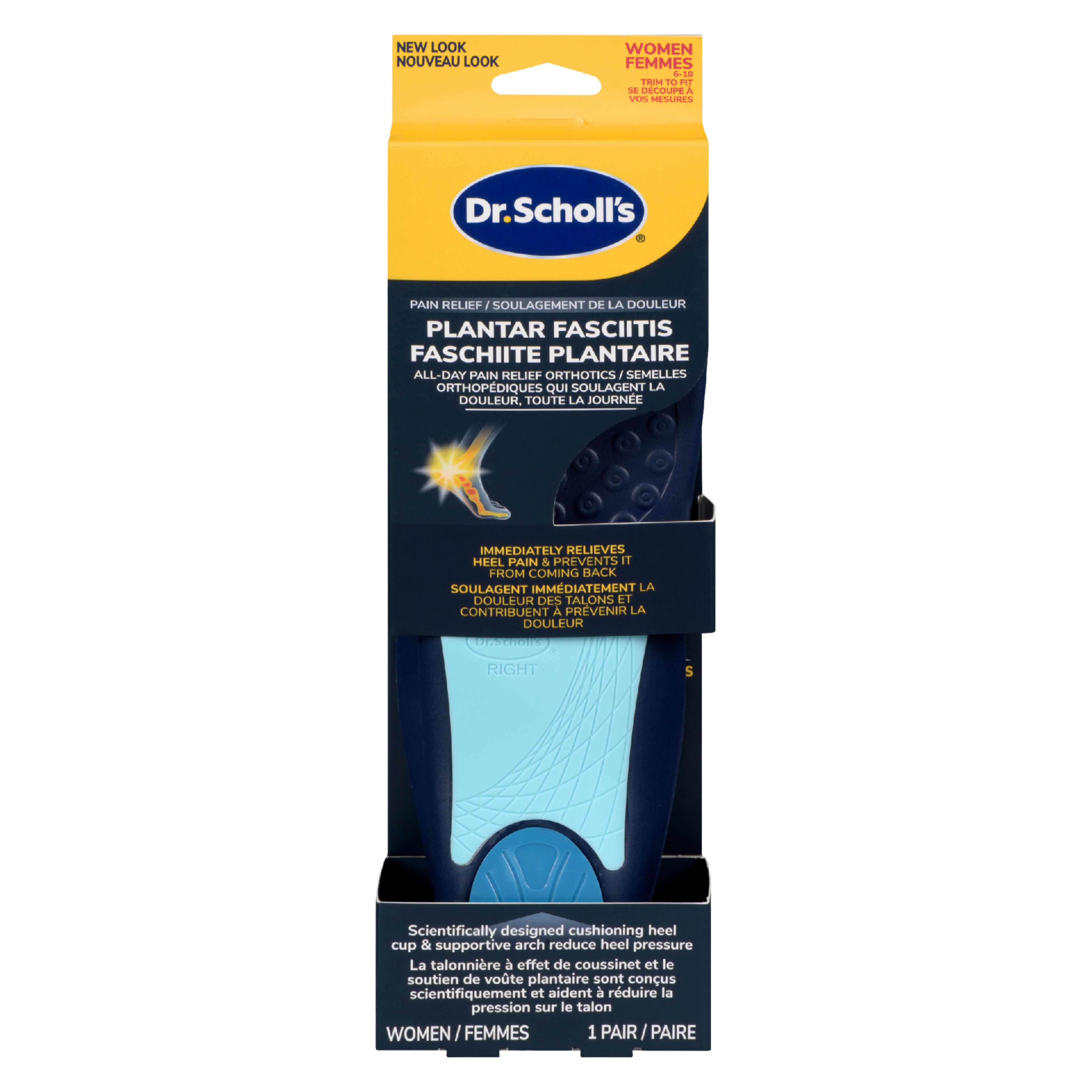Dr. Scholl's Pain Relief Plantar Fasciitis All-Day Pain Relief Orthotics Women 6-10 1 Pair