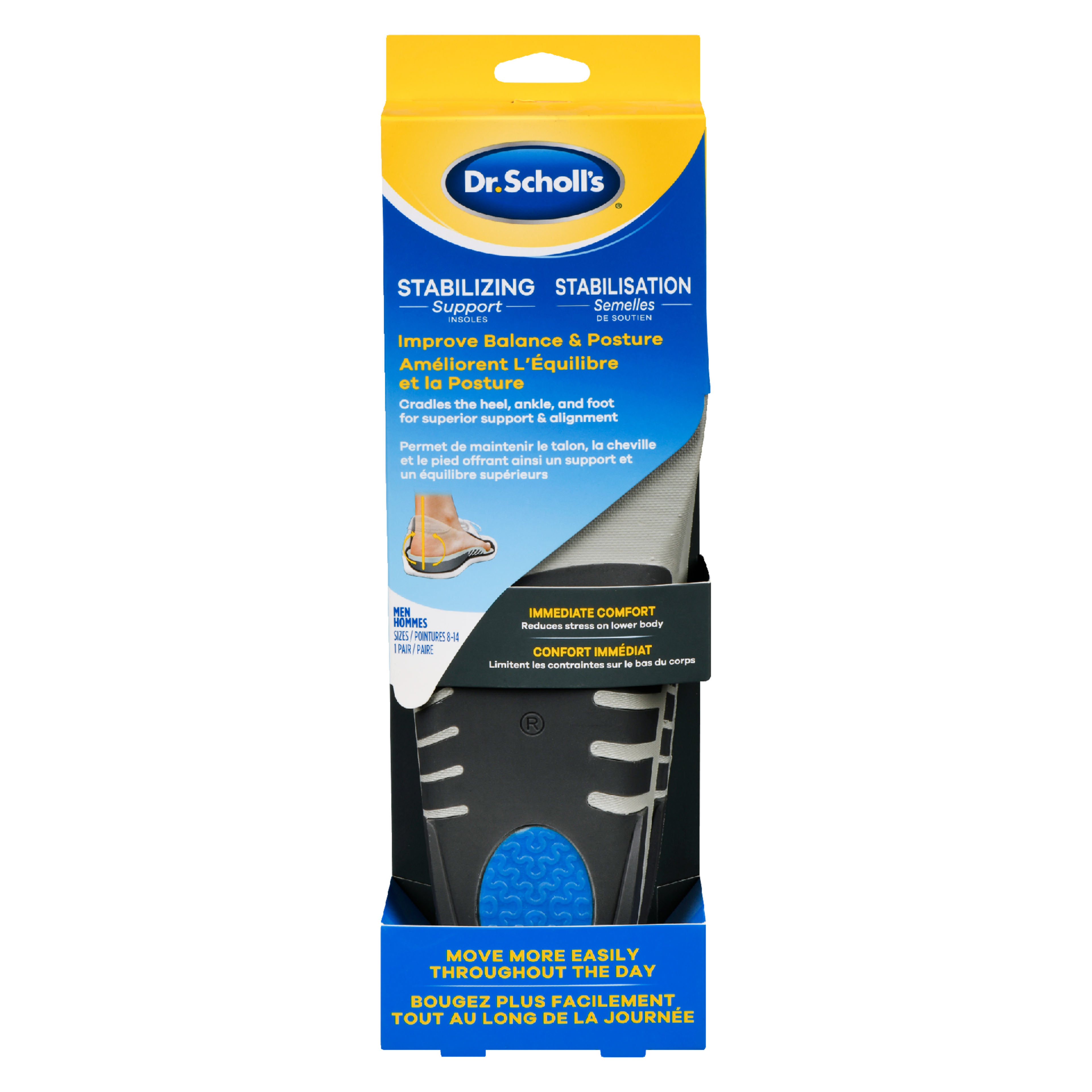 Dr. Scholl's Stabilizing Support Insoles Men Sizes 8-14 1 Pair