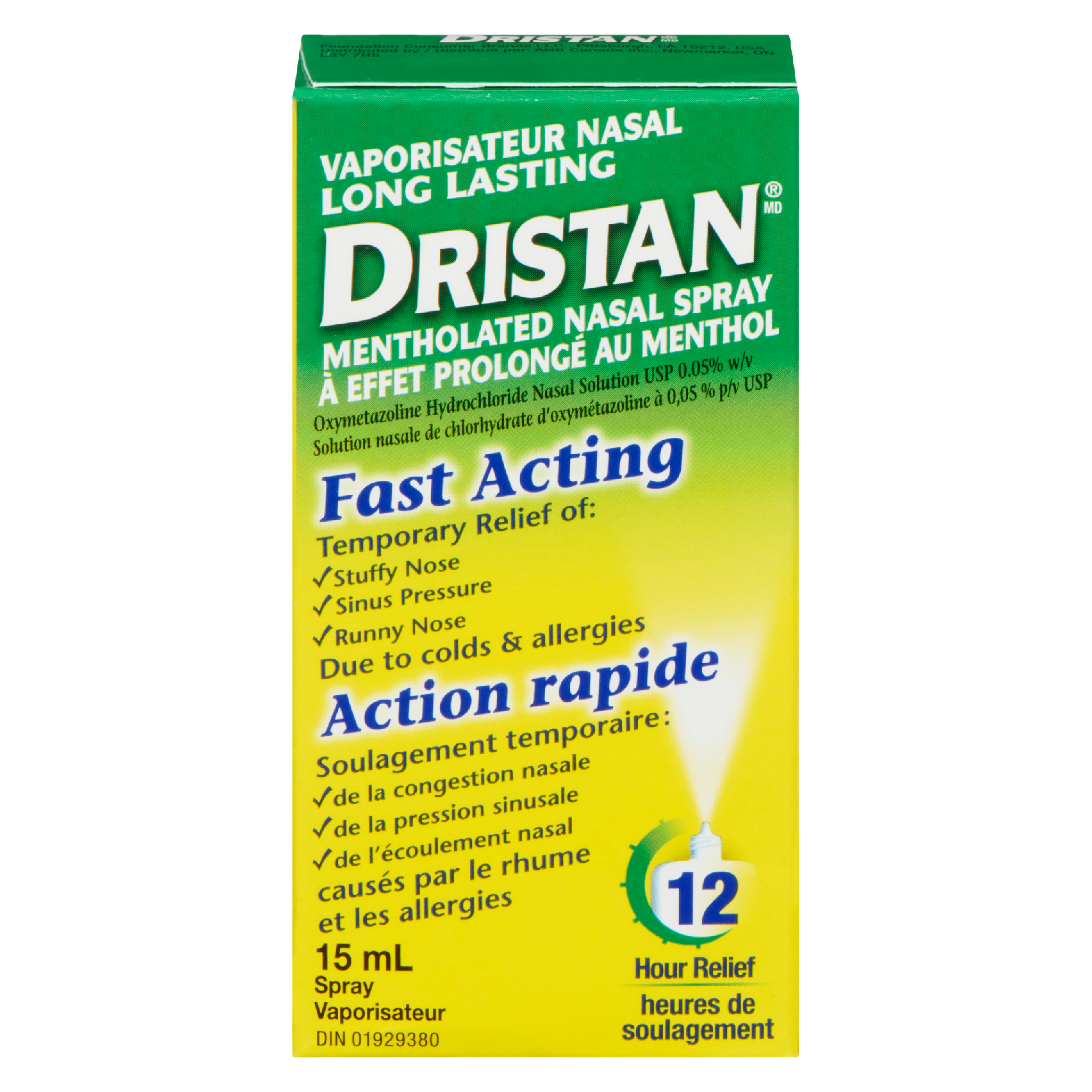 Dristan Long Lasting Mentholated Nasal Spray Fast Acting 15 ml
