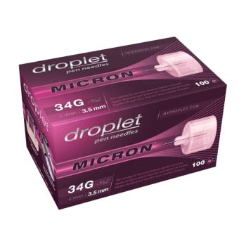 Droplet Micron Pen Needles 34 G x 3.5 mm (100 Count)