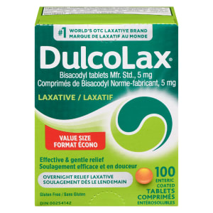 Dulcolax Bisacodyl Tablets Mfr. Std., 5 mg Value Size 100 Enteric Coated Tablets