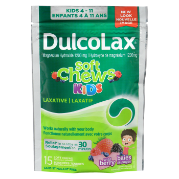 Dulcolax Laxative Kids 4 - 11 Wild Berry 15 Soft Chews Individually Wrapped