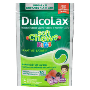 Dulcolax Laxative Kids 4 - 11 Wild Berry 15 Soft Chews Individually Wrapped
