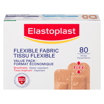 Elastoplast Flexible Fabric Plastic Variety Pack 80 Strips