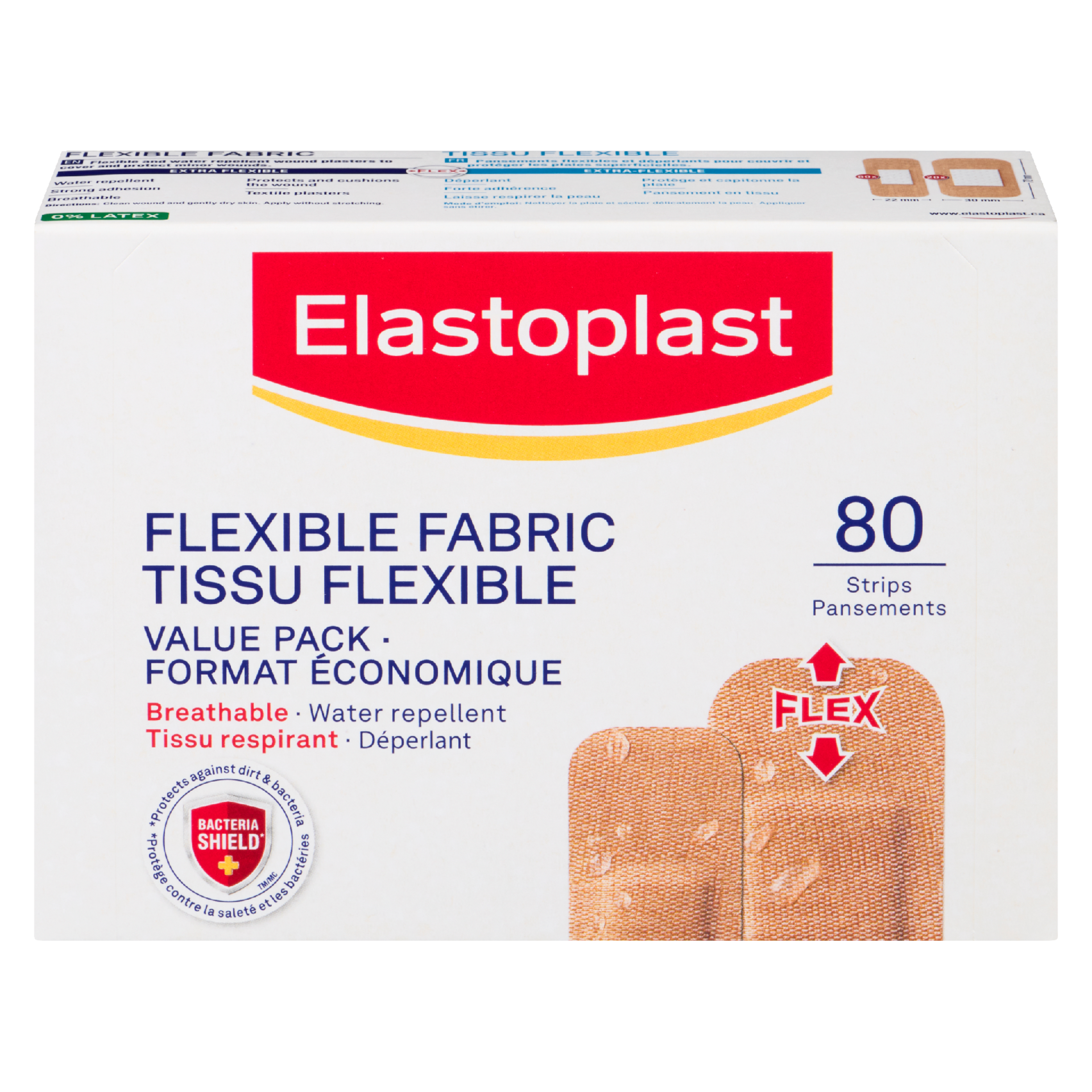 Elastoplast Flexible Fabric Plastic Variety Pack 80 Strips