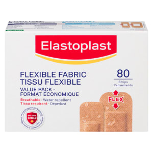 Elastoplast Flexible Fabric Plastic Variety Pack 80 Strips