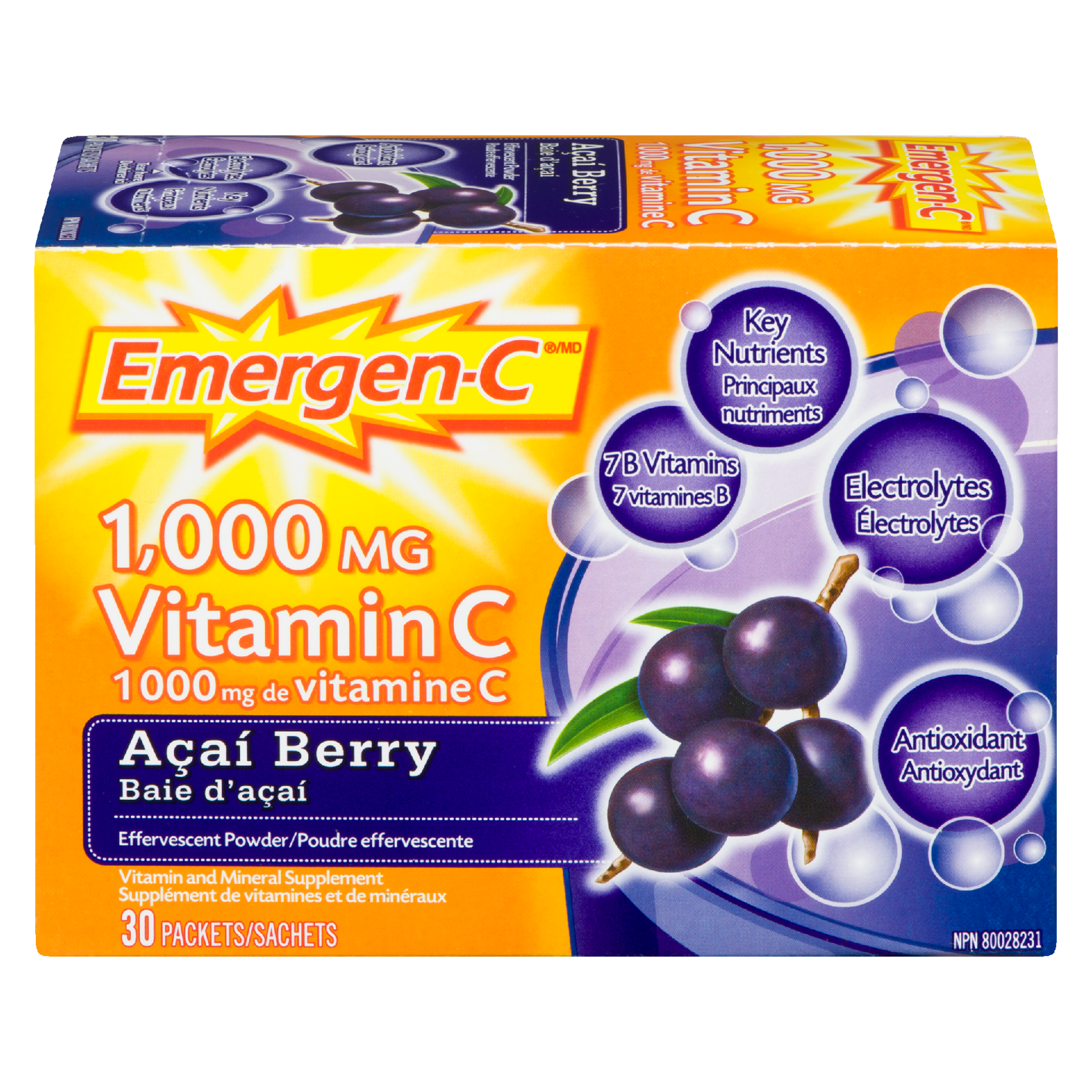 Emergen-C Açaí Berry Vitamin and Mineral Supplement 30 Packets