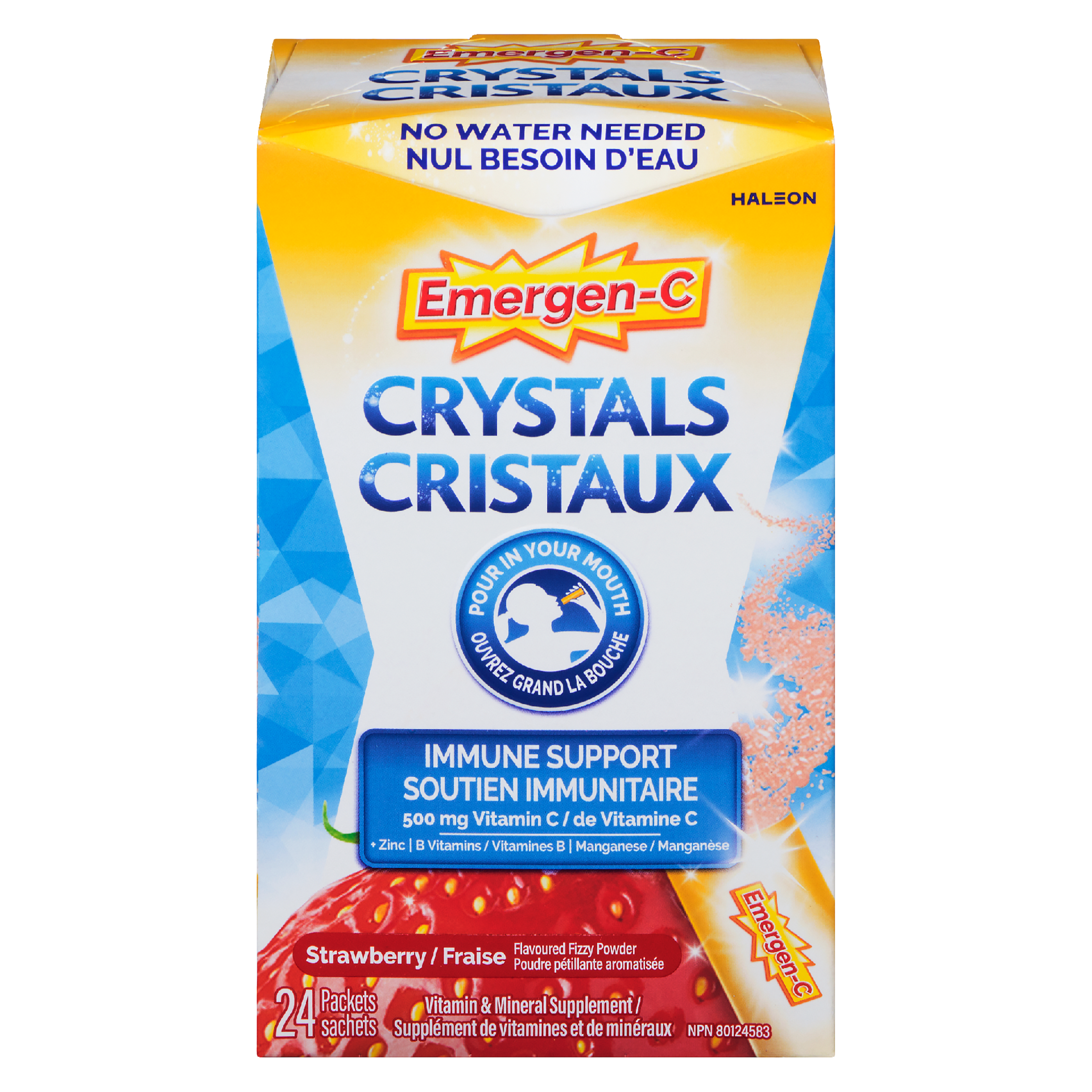 Emergen-C Crystals Vitamin & Mineral Supplement Strawberry 24 Packets