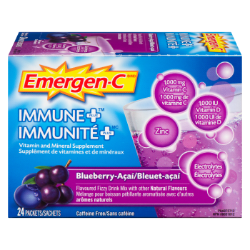 Emergen-C Immune Plus Vitamin and Mineral Supplement Blueberry-Açai 24 Packets