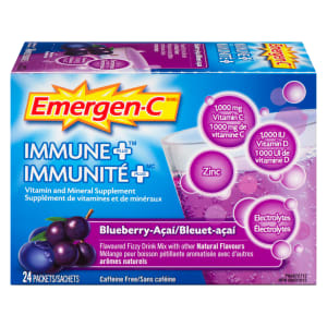 Emergen-C Immune Plus Vitamin and Mineral Supplement Blueberry-Açai 24 Packets