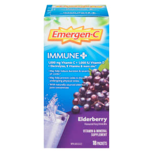 Emergen-C Immune Plus Vitamin & Mineral Supplement Elderberry 18 Packets