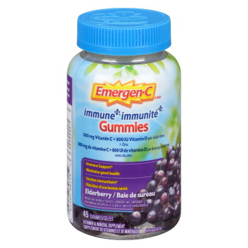 Emergen-C Immune Plus Vitamin & Mineral Supplement Gummies Elderberry 45 Gummies