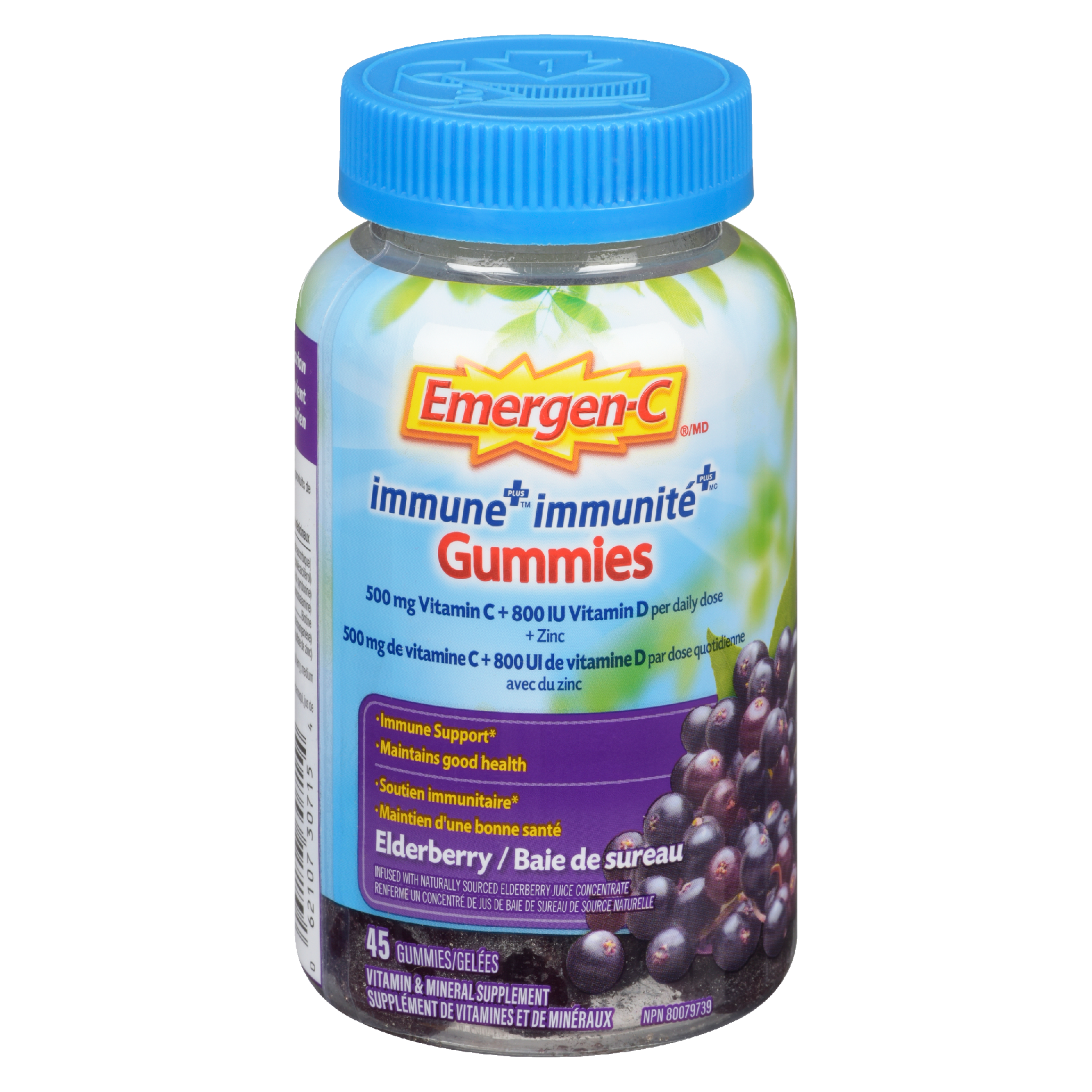 Emergen-C Immune Plus Vitamin & Mineral Supplement Gummies Elderberry 45 Gummies