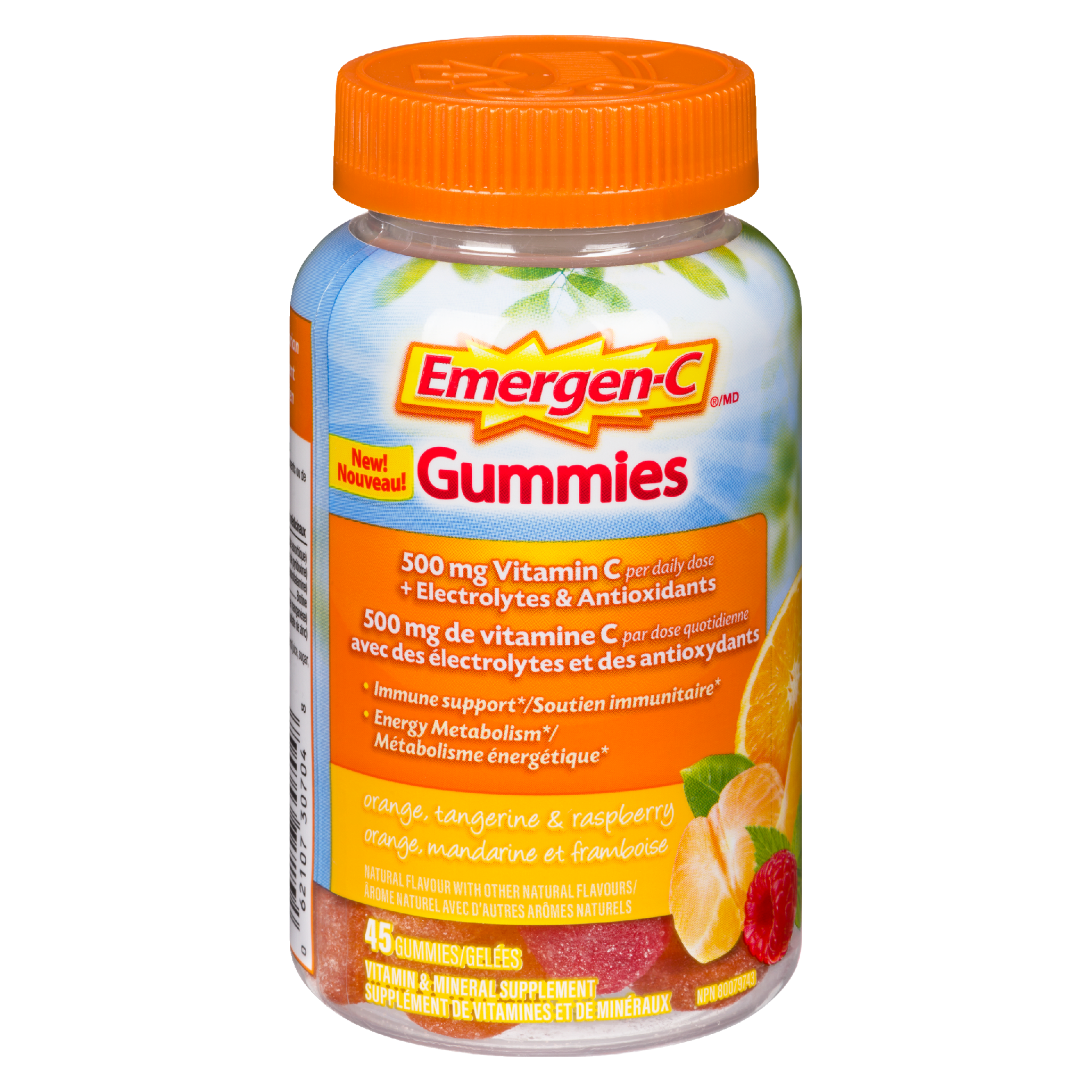 Emergen-C Vitamin & Mineral Supplement Orange, Tangerine & Raspberry 45 Gummies