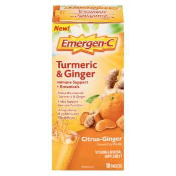 Emergen-C Vitamin & Mineral Supplement Turmeric & Ginger Citrus-Ginger 18 Packets