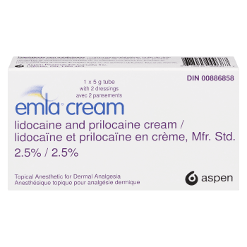 Emla Lidocaine and Prilocaine Cream, Mfr. Std 2.5% 1 Tube x 5 g
