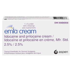 Emla Lidocaine and Prilocaine Cream, Mfr. Std 2.5% 1 Tube x 5 g