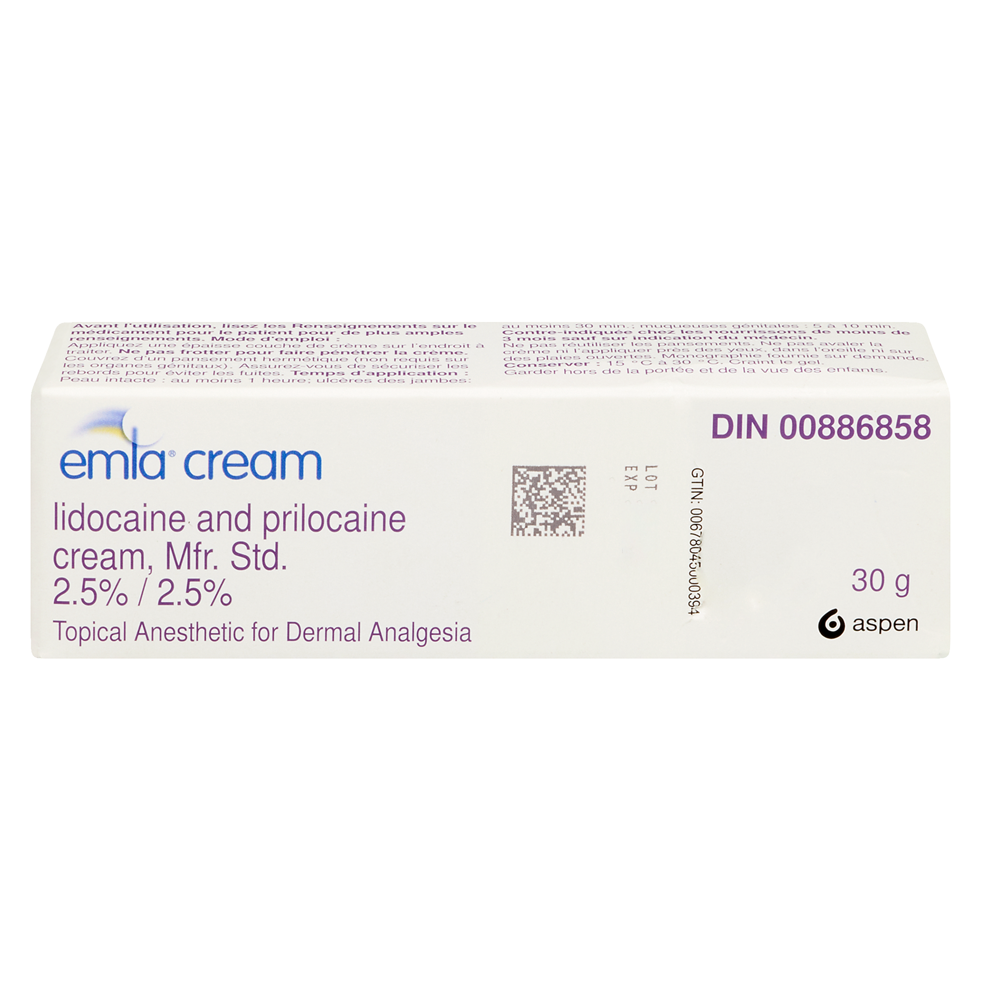 Emla Lidocaine and Prilocaine Cream, Mfr. Std 2.5% 30 g