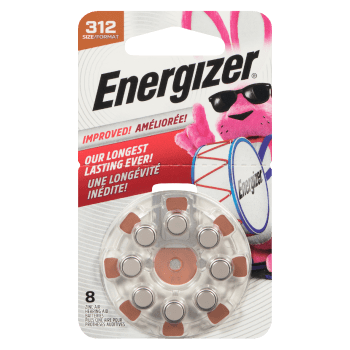 Energizer 312 Size 8 Zinc Air Hearing Aid Batteries