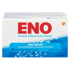ENO Antacid Effervescing Powder Sodium Citrate 10 Single Dose Packets x 5 g Each