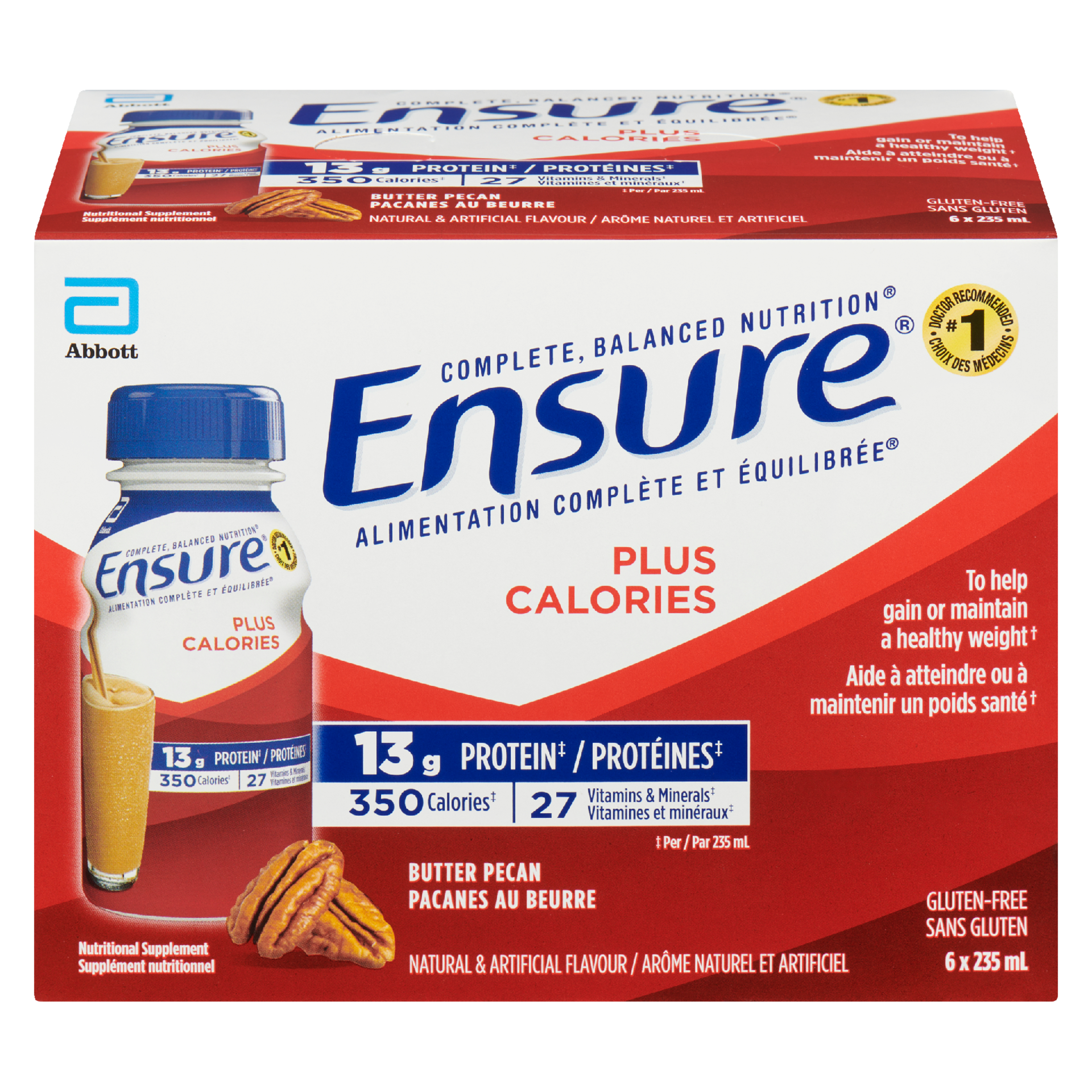 Ensure Plus Calories Nutritional Supplement Butter Pecan 6 x 235 ml