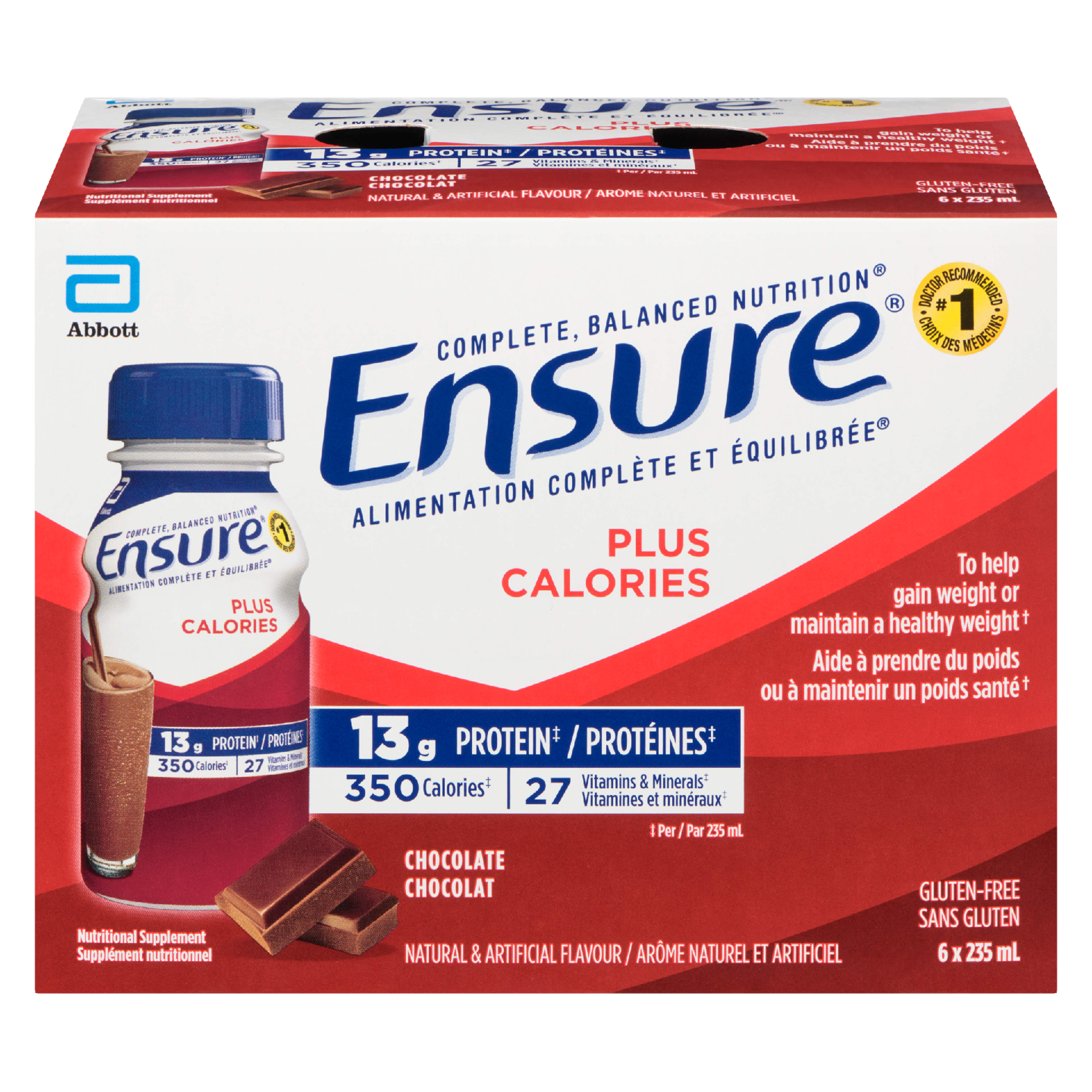 Ensure Plus Calories Nutritional Supplement Chocolate 6 x 235 ml