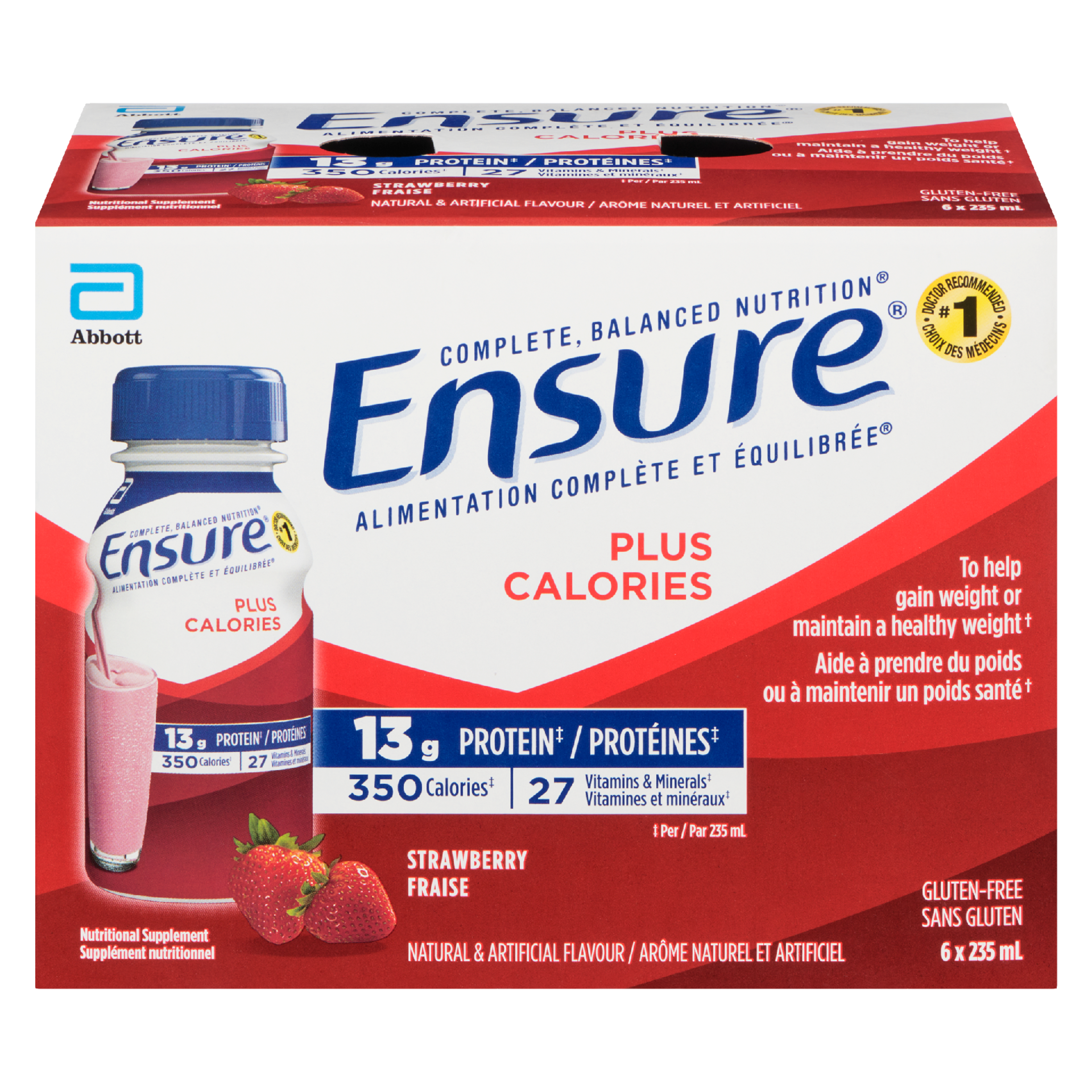 Ensure Plus Calories Nutritional Supplement Strawberry 6 x 235 ml