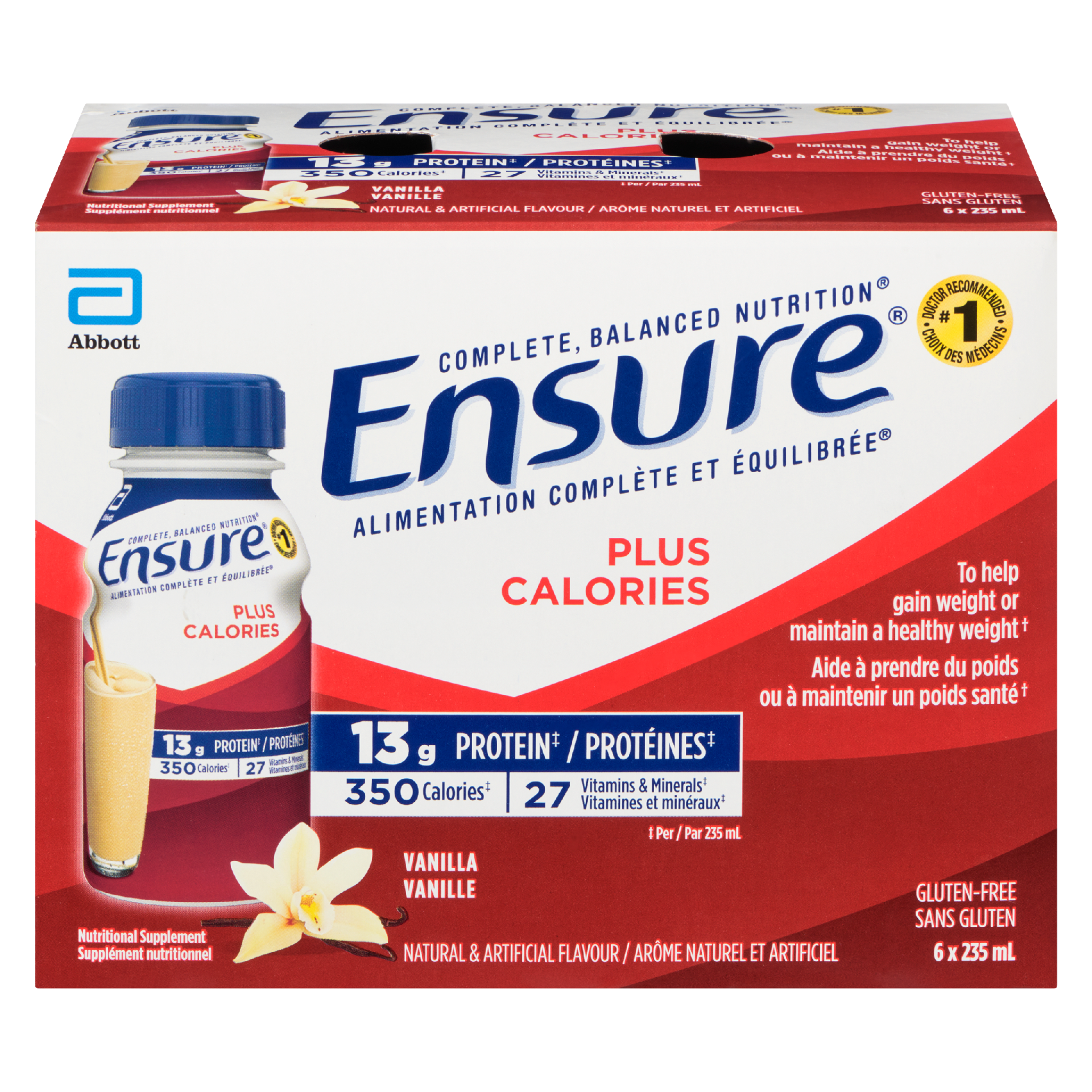 Ensure Plus Calories Nutritional Supplement Vanilla 6 x 235 ml