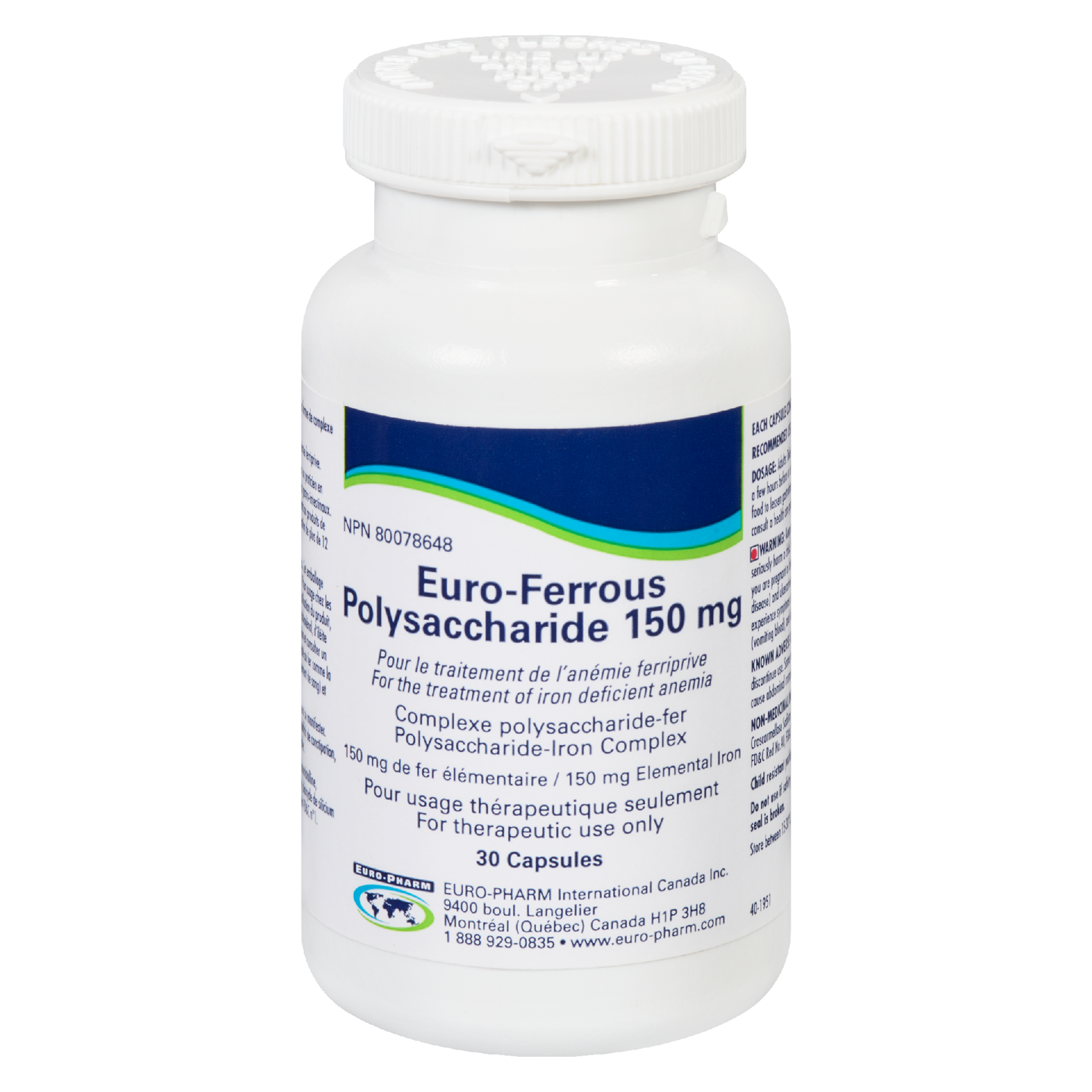Euro-Pharm Euro-Ferrous Polysaccharide 150 mg 30 Capsules