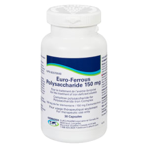 Euro-Pharm Euro-Ferrous Polysaccharide 150 mg 30 Capsules