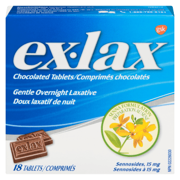 Ex-Lax Gentle Overnight Laxative Chocolated Tablets 18 Tablets