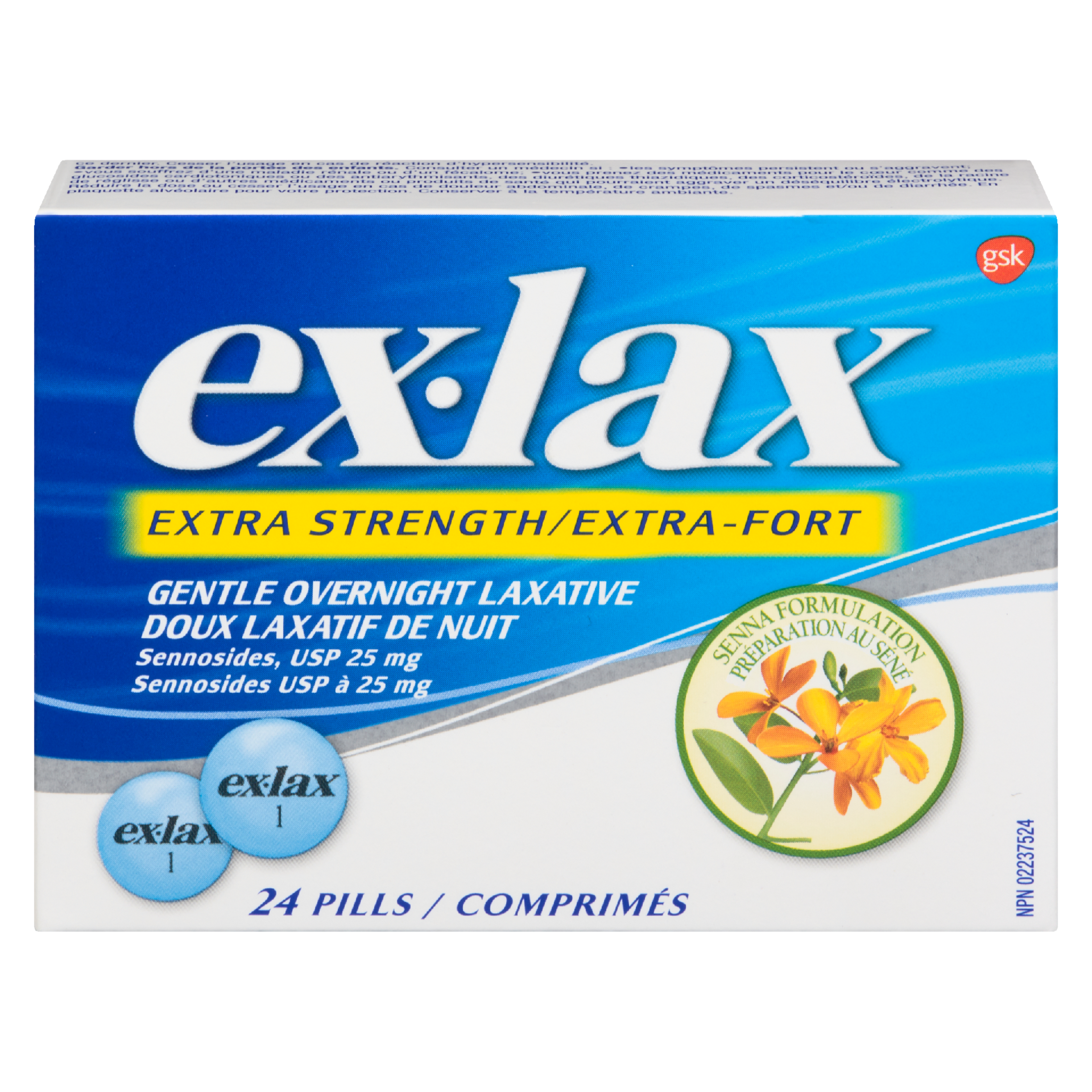 Ex-Lax Gentle Overnight Laxative Extra Strength 24 Pills