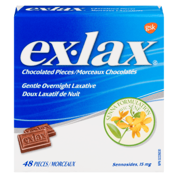 Ex-Lax Gentle Overnight Laxative Sennosides, 15 mg Chocolated Pieces 48 Pieces