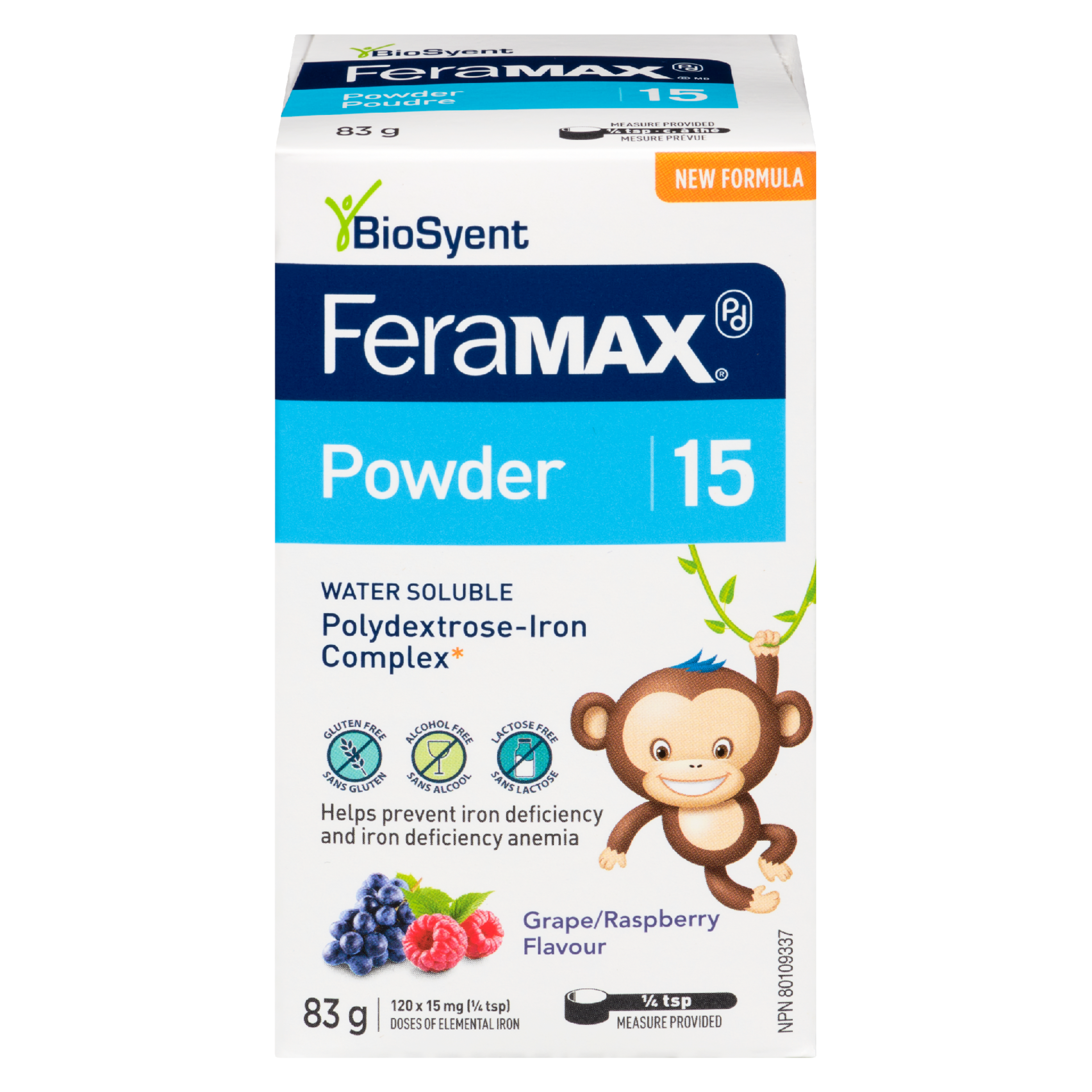 Feramax Polydextrose-Iron Complex Powder 15 Grape Raspberry Flavour 120 x 15 mg (83 g)