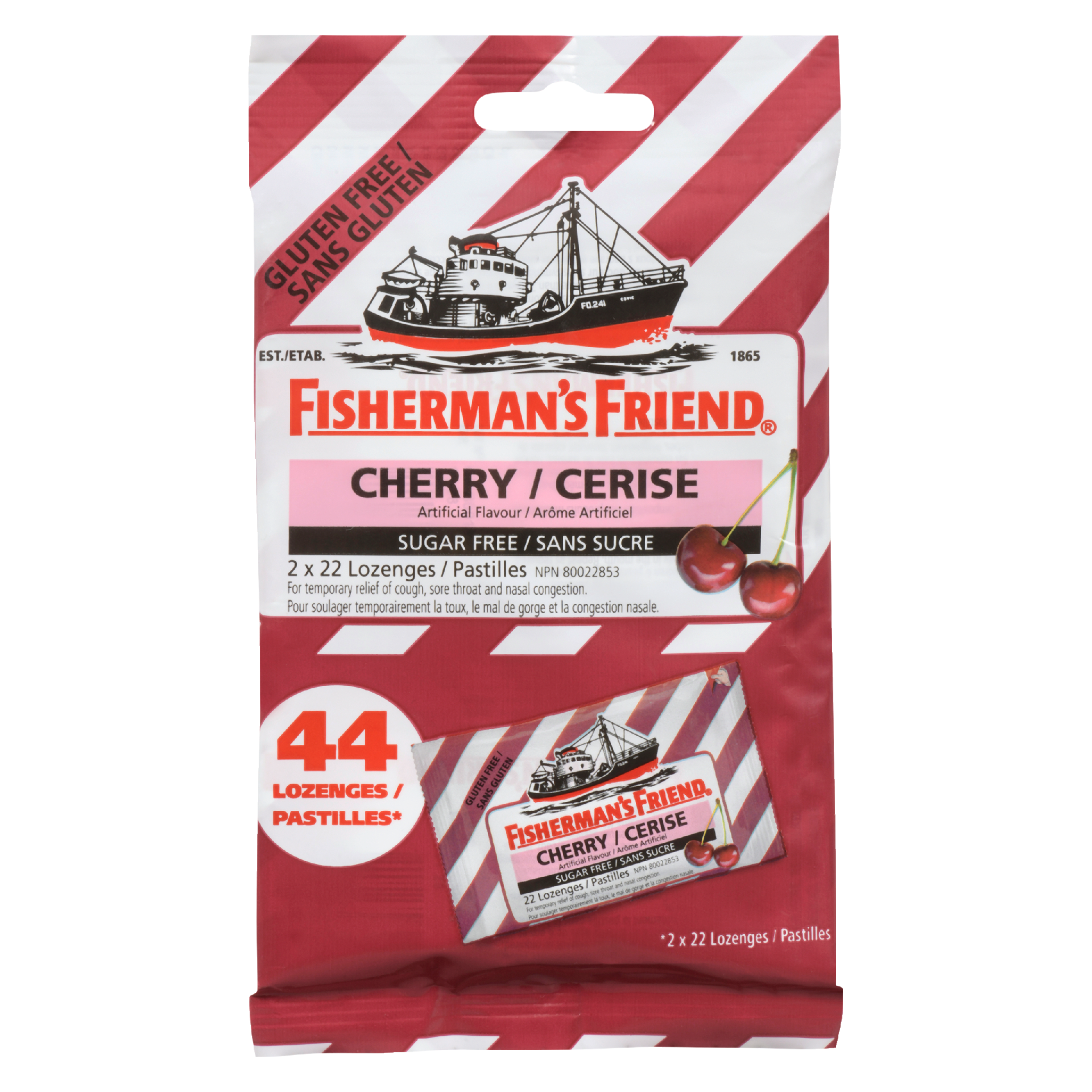 Fisherman's Friend Cherry Sugar Free Lozenges 2 x 22 Lozenges (44 Lozenges)
